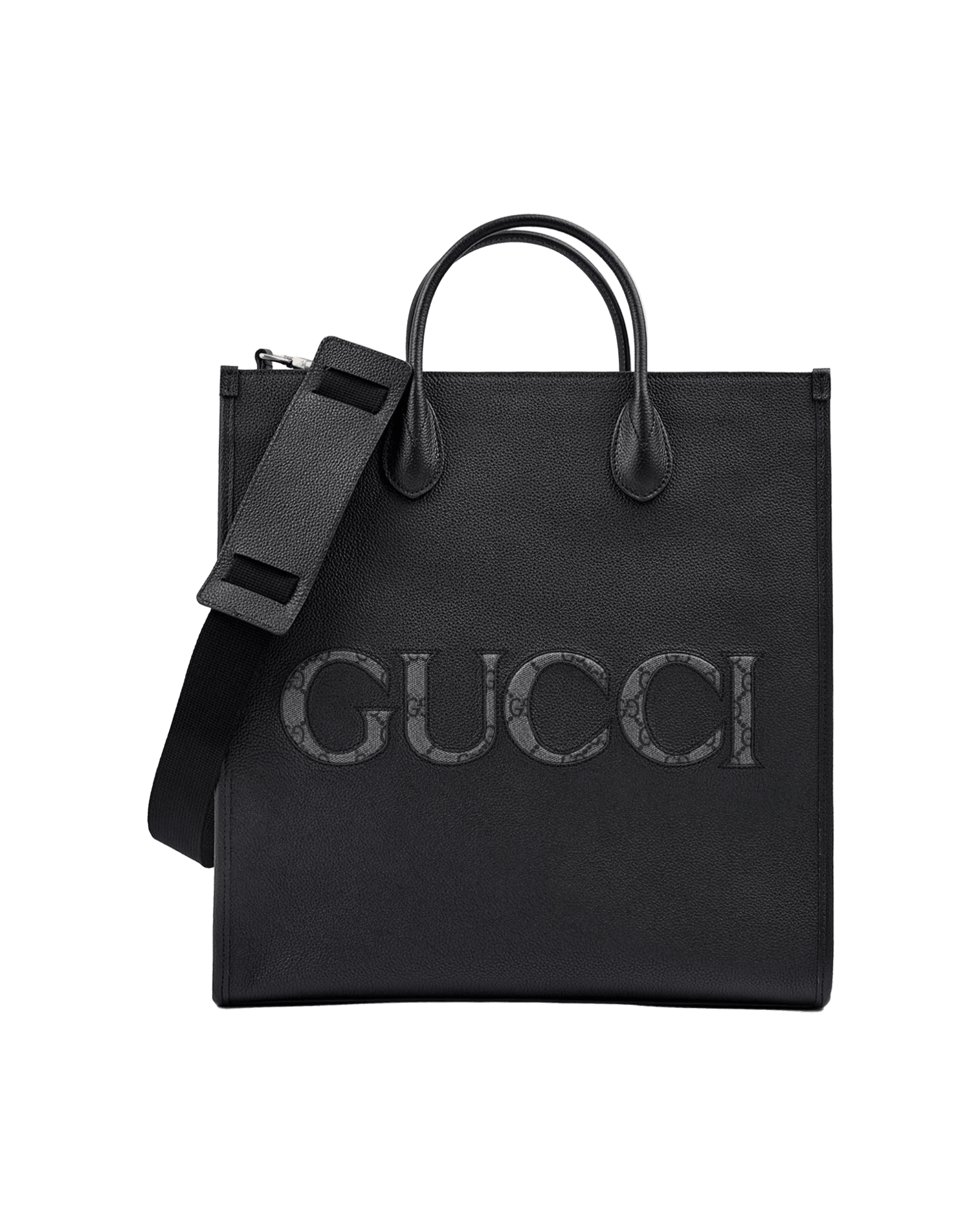 Gucci Leather Black Logo Medium Tote Bag Glam Steals