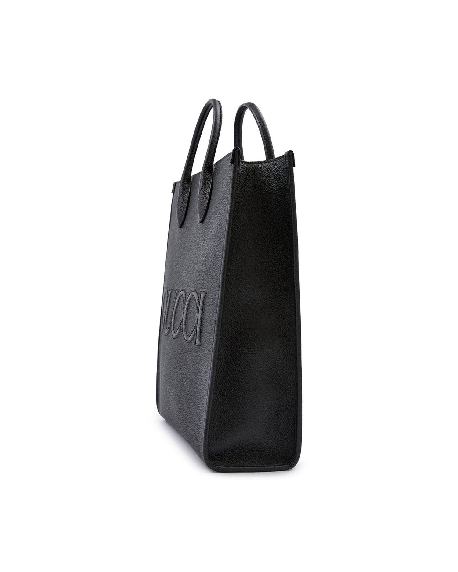 Gucci Black Leather Logo Medium Tote Bag Glam Steals