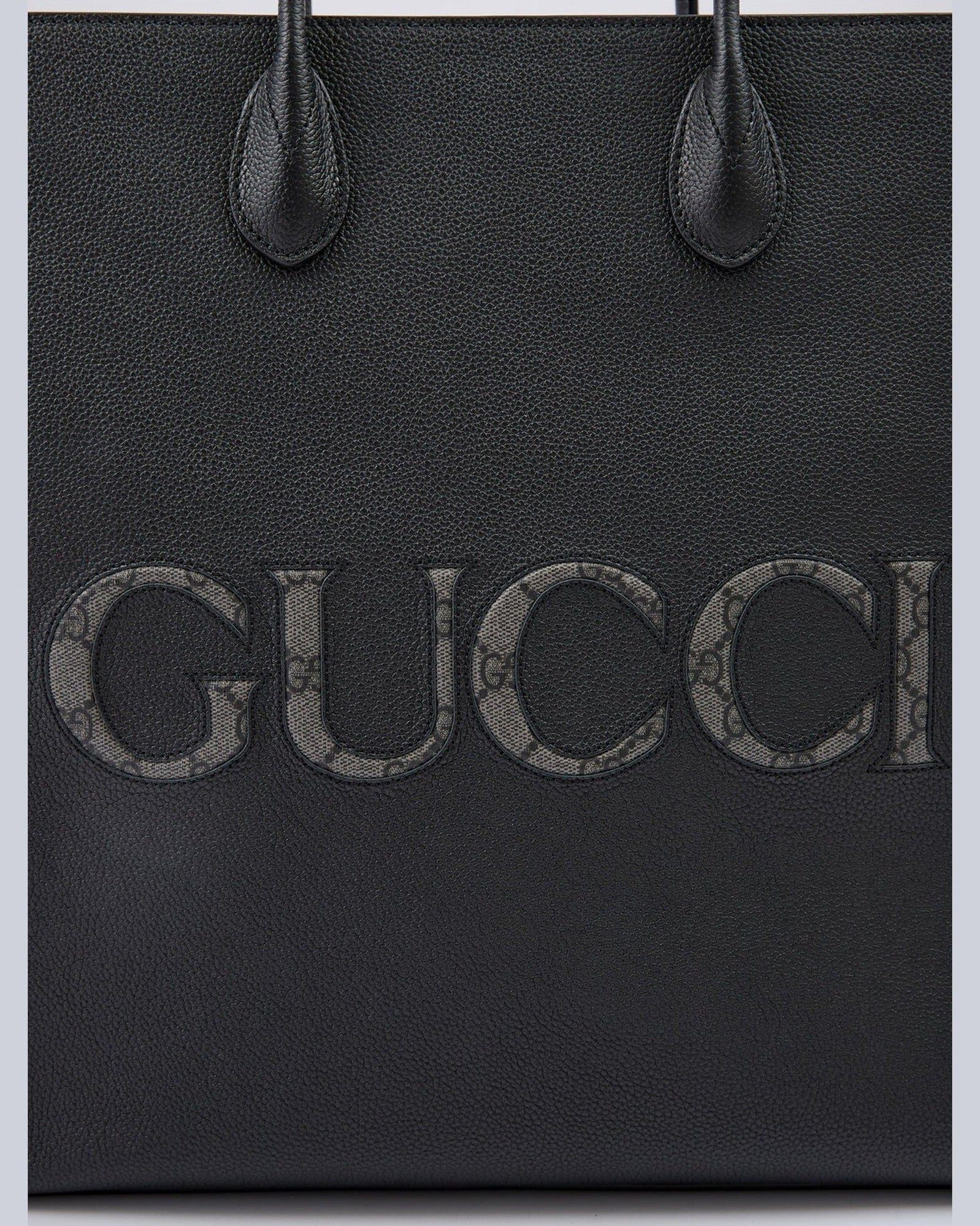 Gucci Black Leather Logo Medium Tote Bag Glam Steals