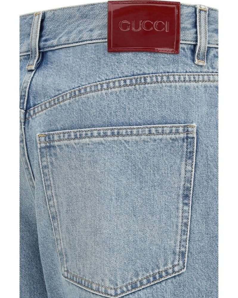 Gucci Blue Cotton Straight Leg Jeans Glam Steals