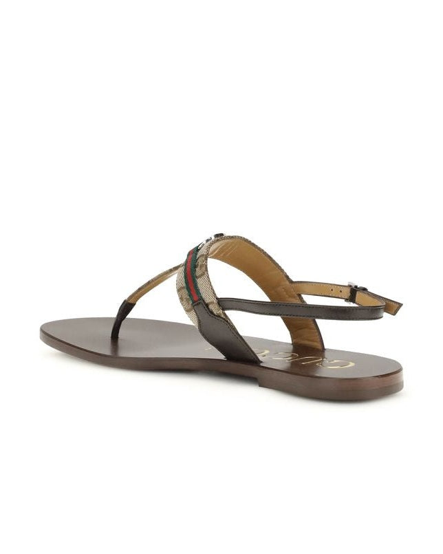 Gucci Brown Calf Leather Bos Taurus Flat Sandals Glam Steals