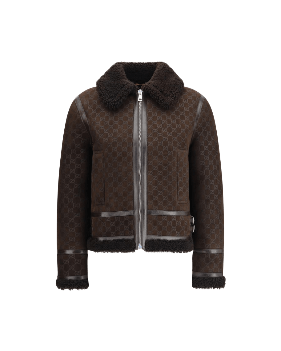 Gucci Leather Jacket with Gg Motif