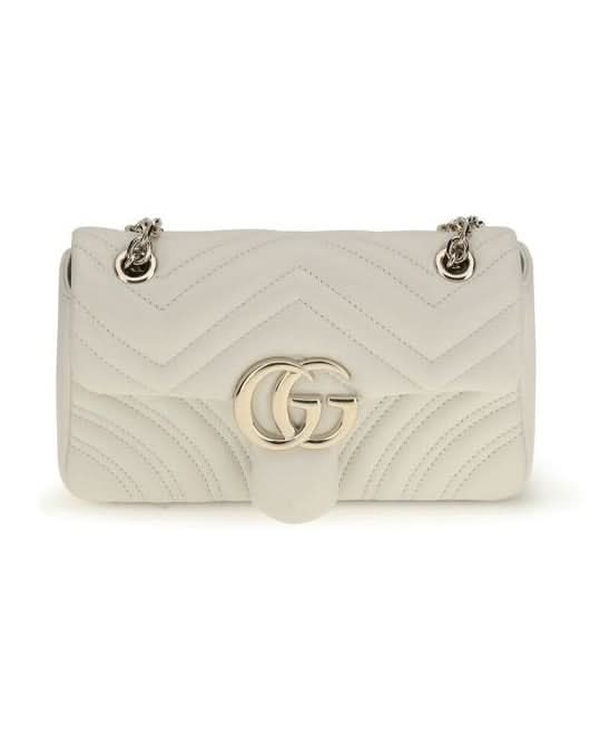 Gucci White Calf Leather Bos Taurus Handbag Shoulder Bags