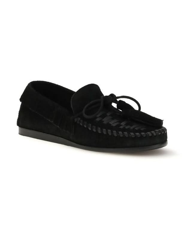 Isabel Marant Black Calf Leather Bos Taurus Slip On Loafers Flats