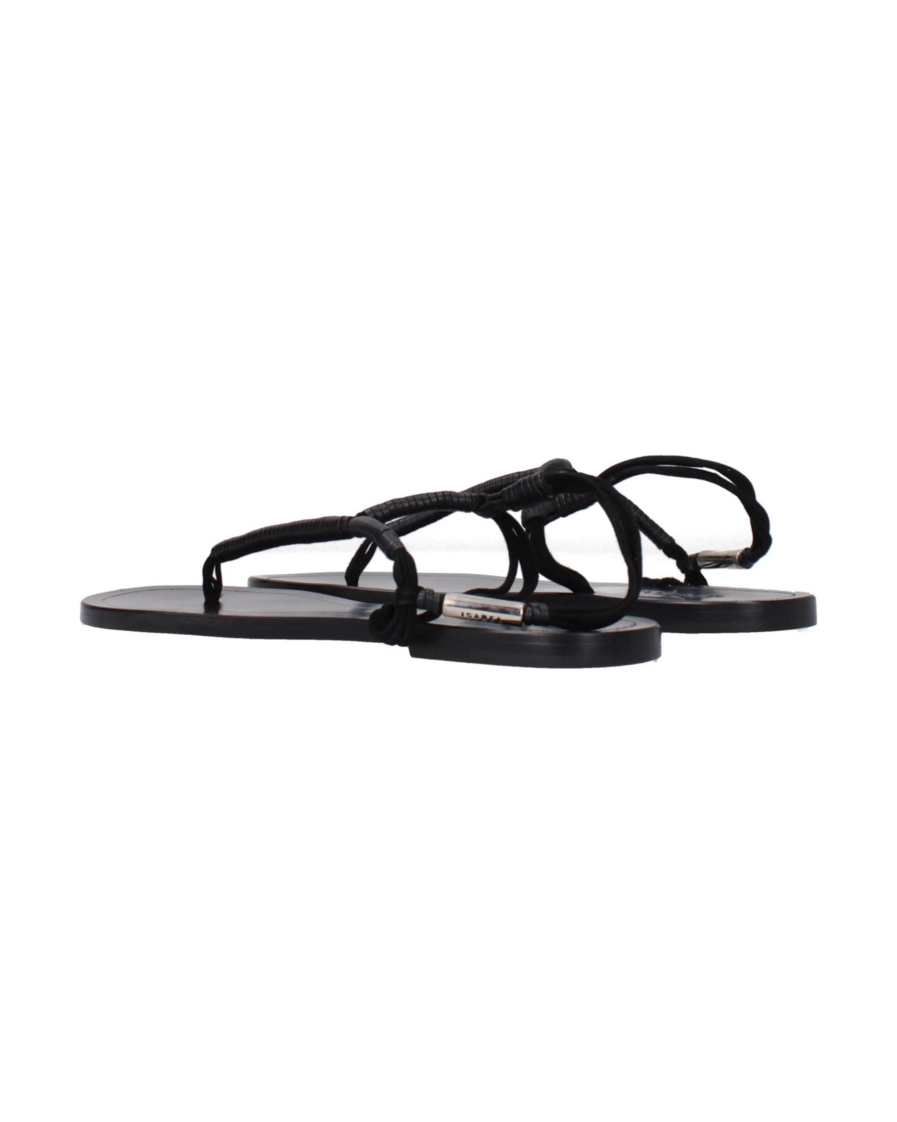 Isabel Marant Black Leather Flip Flop Sandals