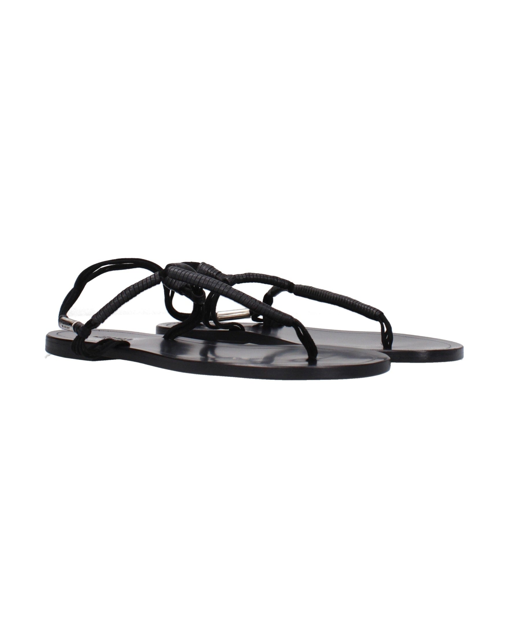 Isabel Marant Black Leather Flip Flop Sandals Glam Steals