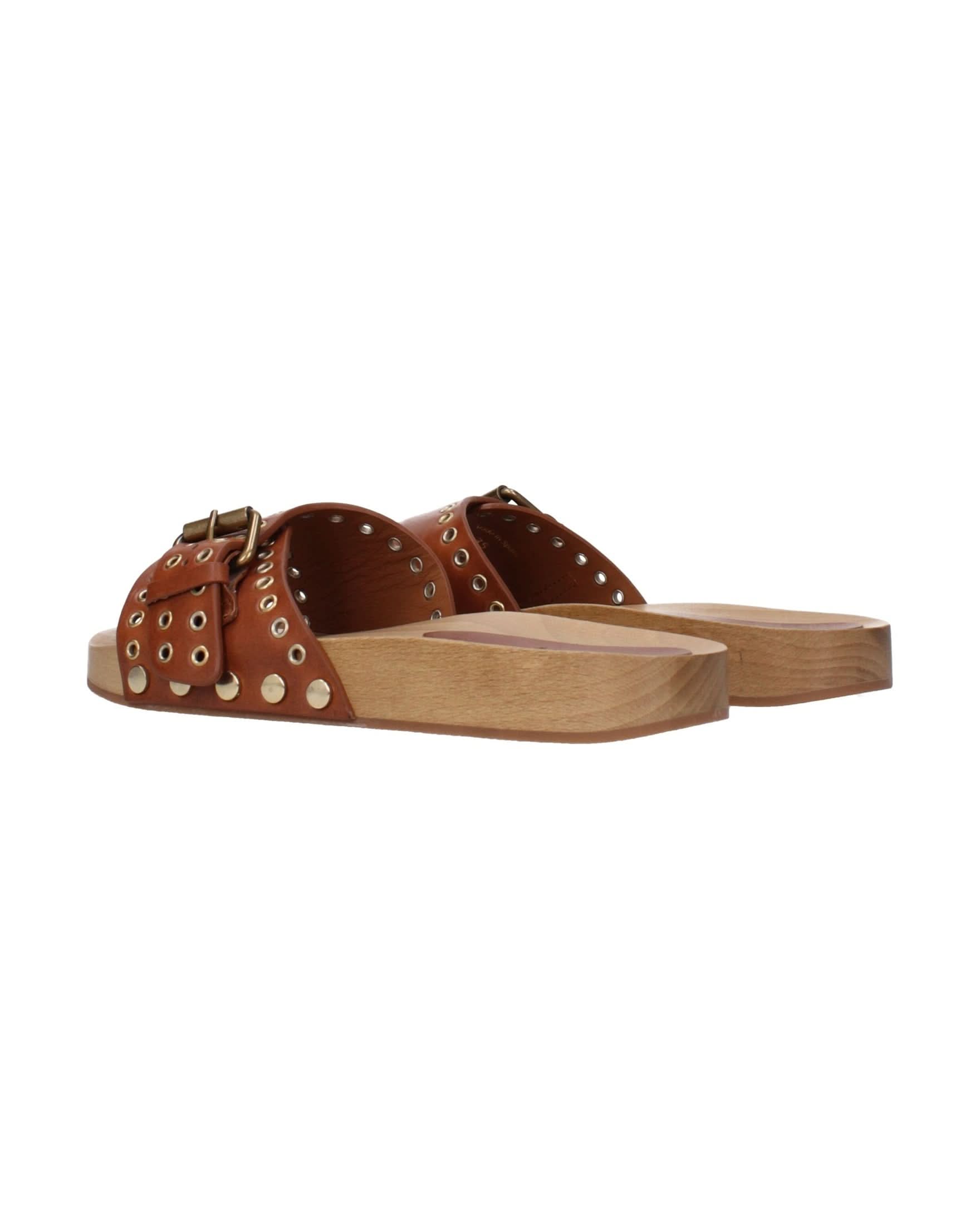 Isabel Marant Brown Leather Slippers