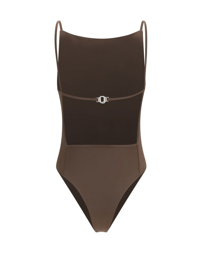 Jacquemus Brown Polyamide One Piece Swimsuit Glam Steals