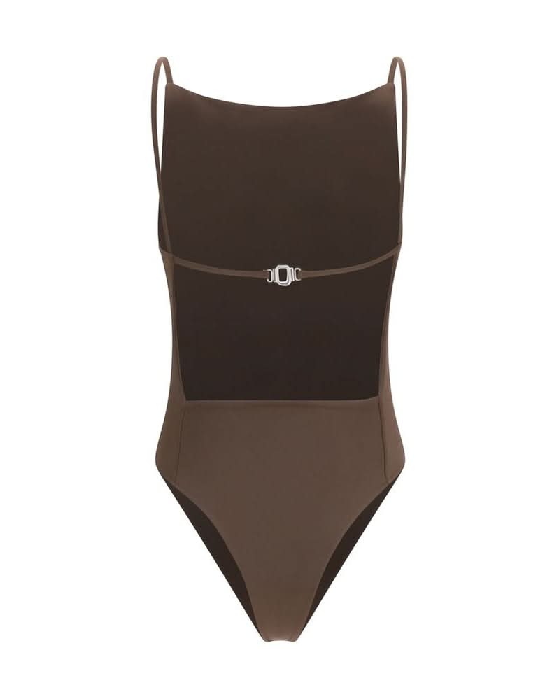 Jacquemus Brown Polyamide One Piece Swimsuit Glam Steals
