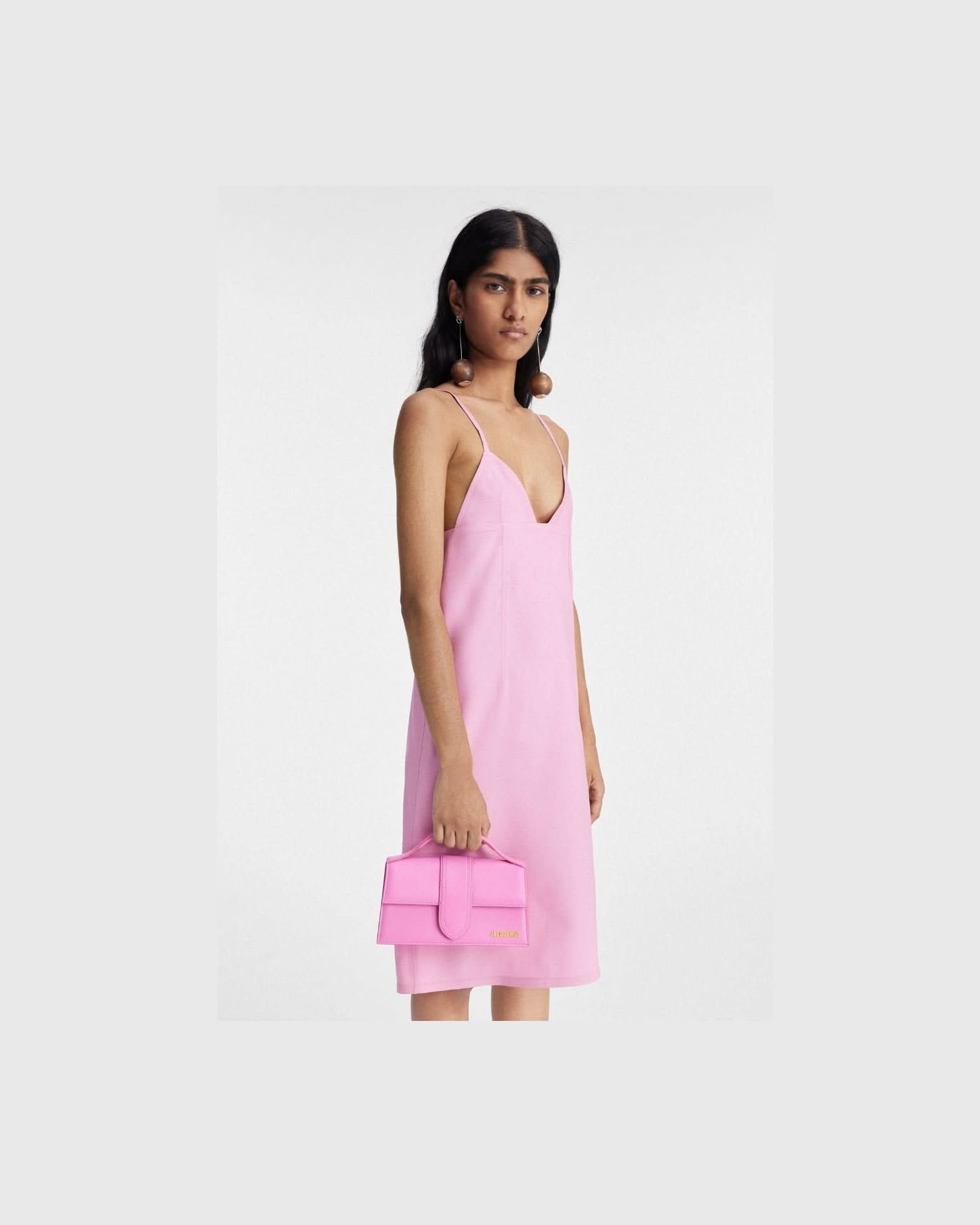Jacquemus Pink Leather Neon Le Grand Bambino Handbag