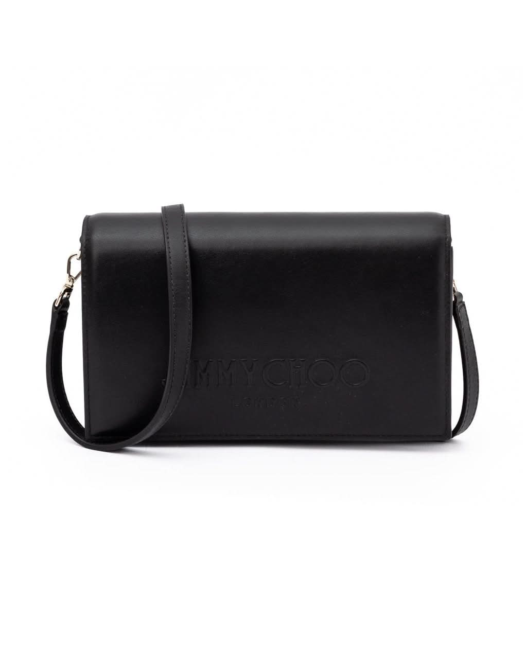 Jimmy Choo Black Leather Avenue Shoulder Strap Bag Glam Steals