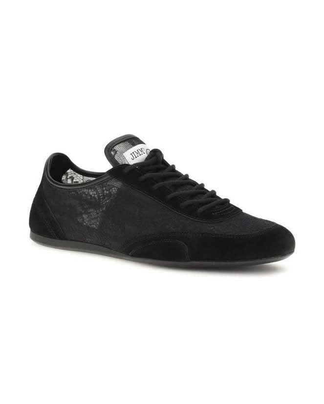 Jimmy Choo Black Leather Calf Bos Taurus Athletic Sneakers