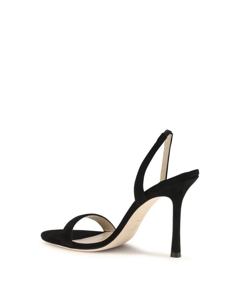 Jimmy Choo Black Leather Calf Bos Taurus Stiletto Heel Sandals Glam Steals