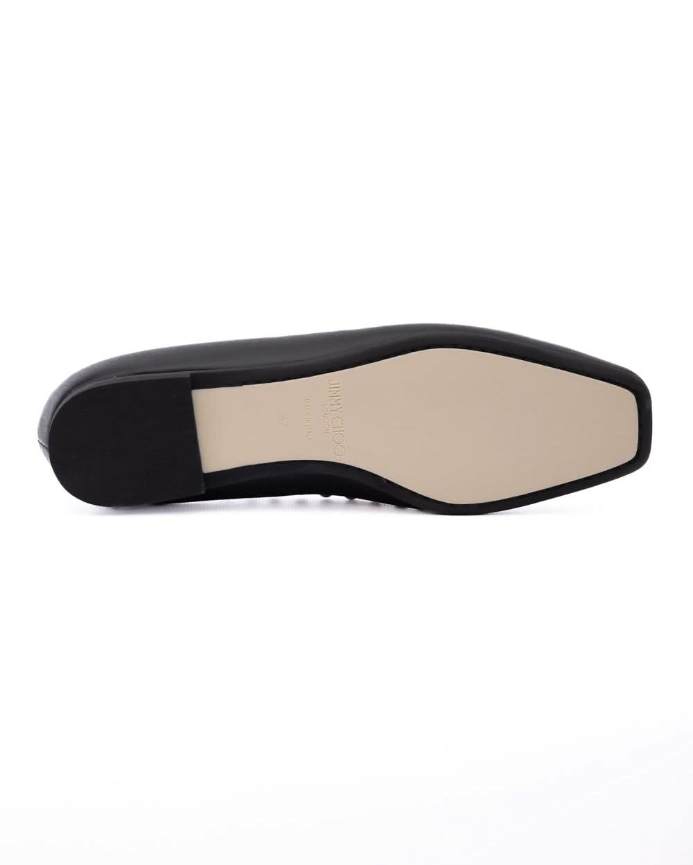 Jimmy Choo Black Leather Dome Studs Mirele Ballet Flat Glam Steals