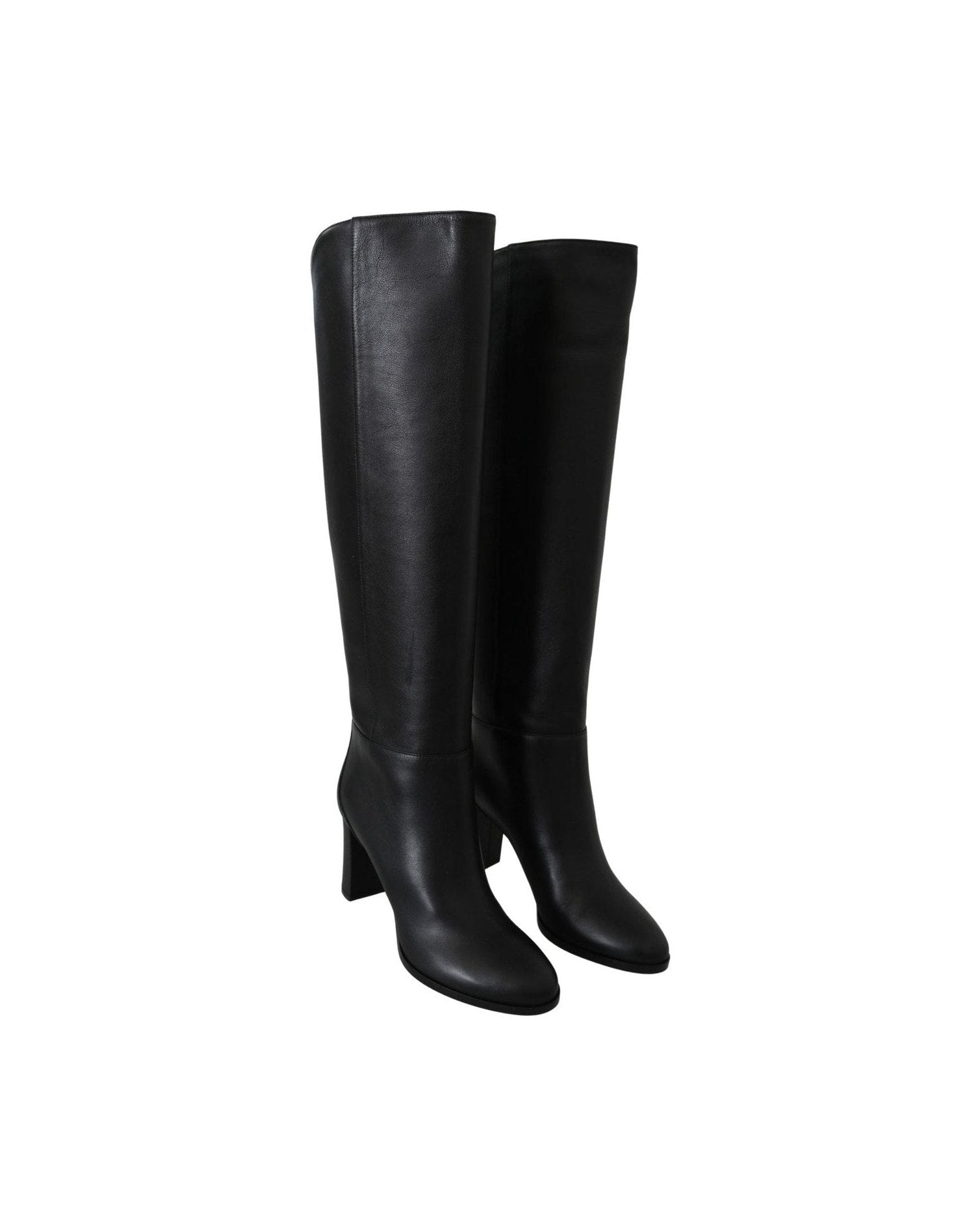Jimmy Choo Black Leather Elegant Calf Heeled Boots Glam Steals