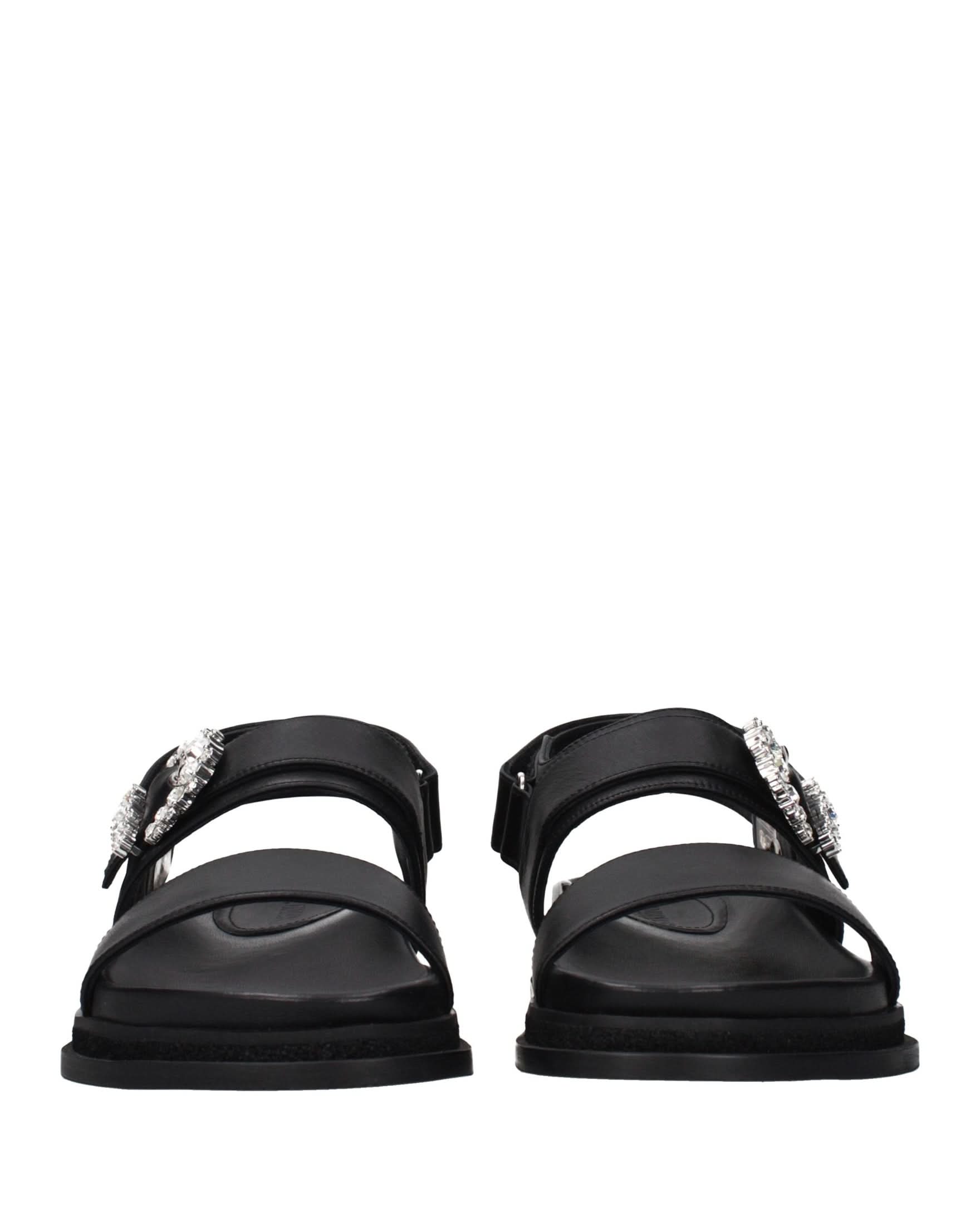 Jimmy Choo Black Leather Flat Sandals Glam Steals