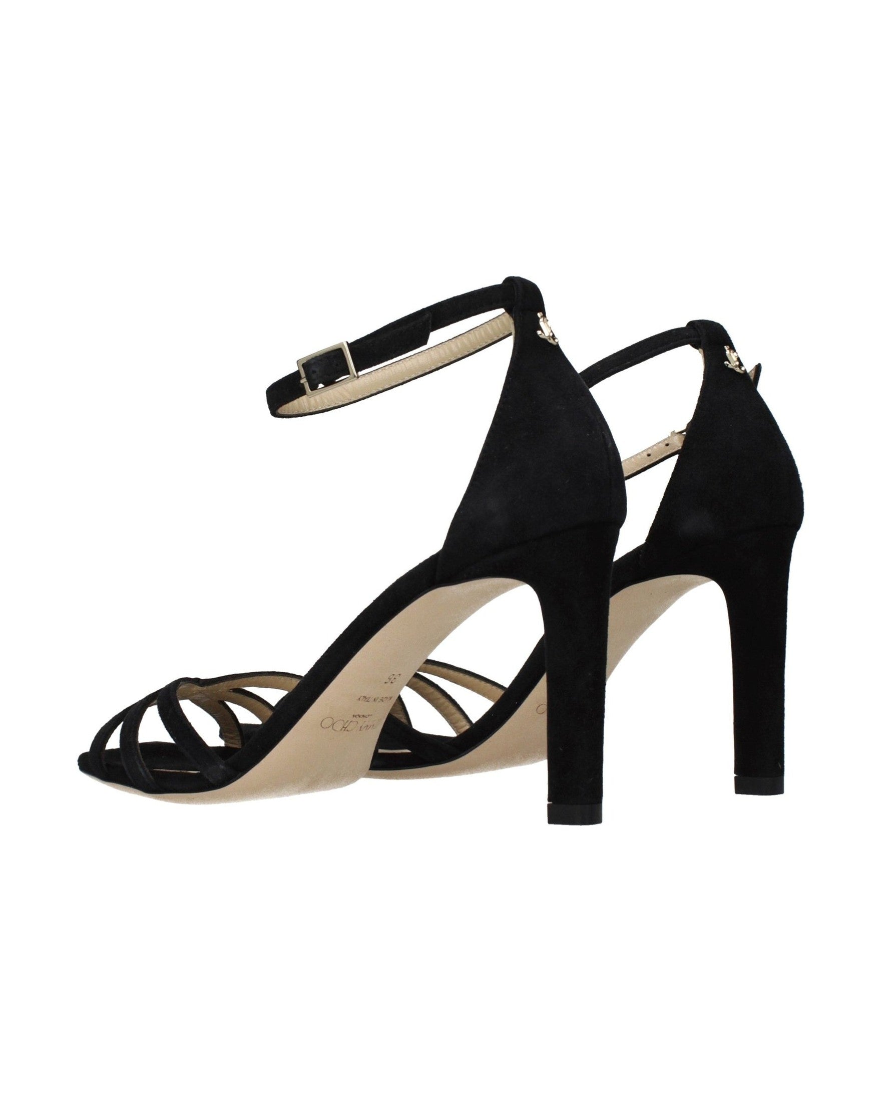 Jimmy Choo Black Leather Stiletto Heel Sandals Glam Steals