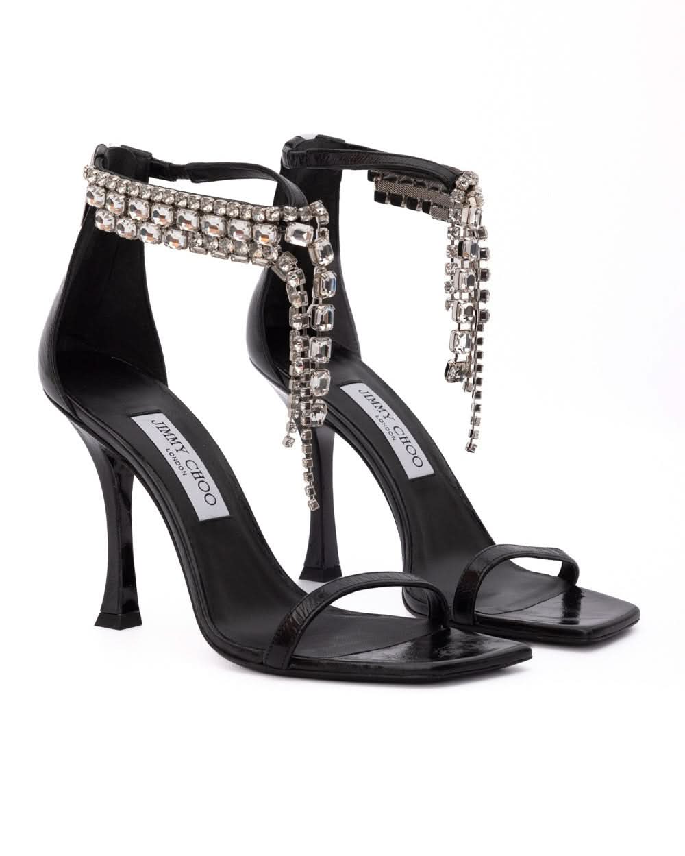 Jimmy Choo Black Leather Verity Sandals Glam Steals