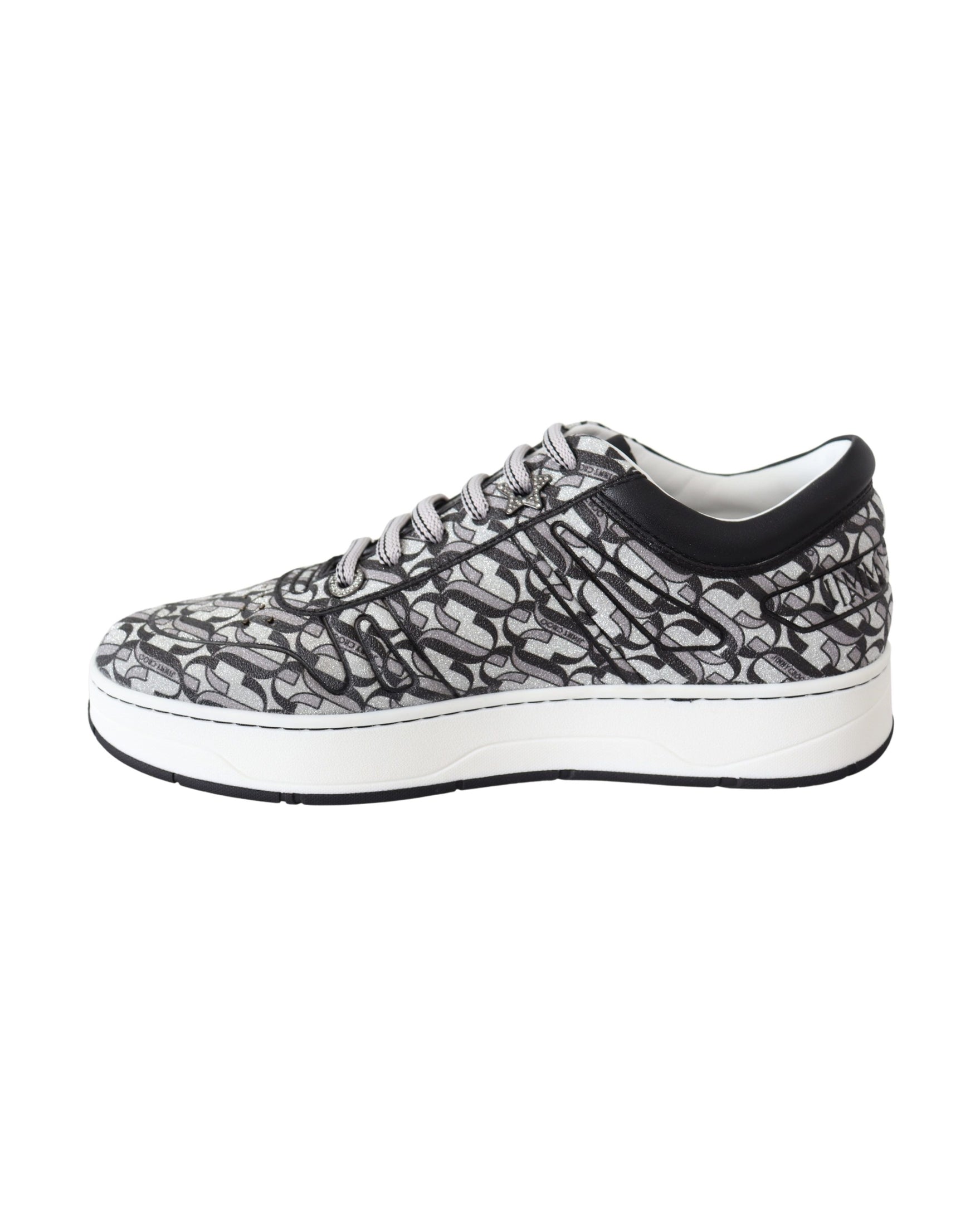 Jimmy Choo Black Silver Glitter Hawaii Sneakers Glam Steals
