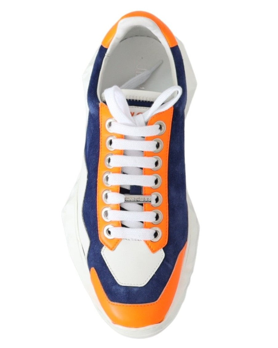 Jimmy Choo Blue Leather Diamond Orange Sneaker Glam Steals