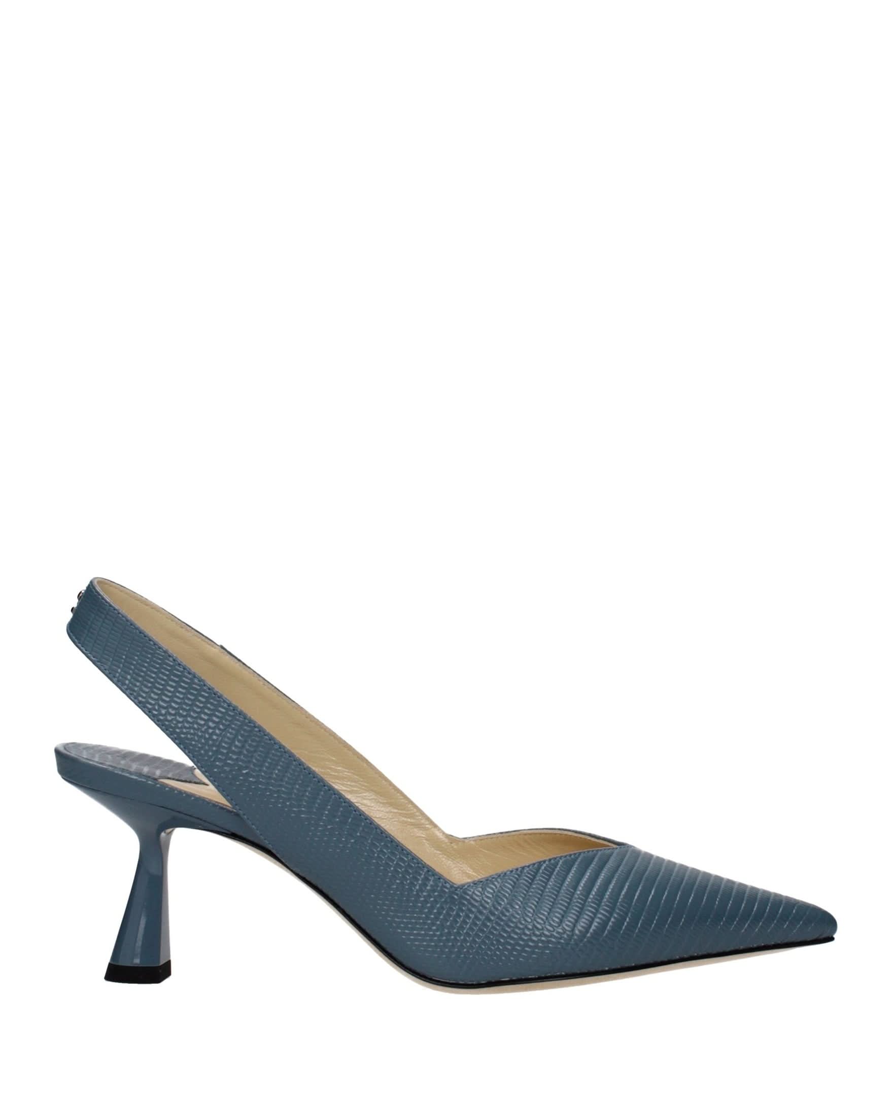 Jimmy Choo Blue Leather Mid Heel Pumps Glam Steals