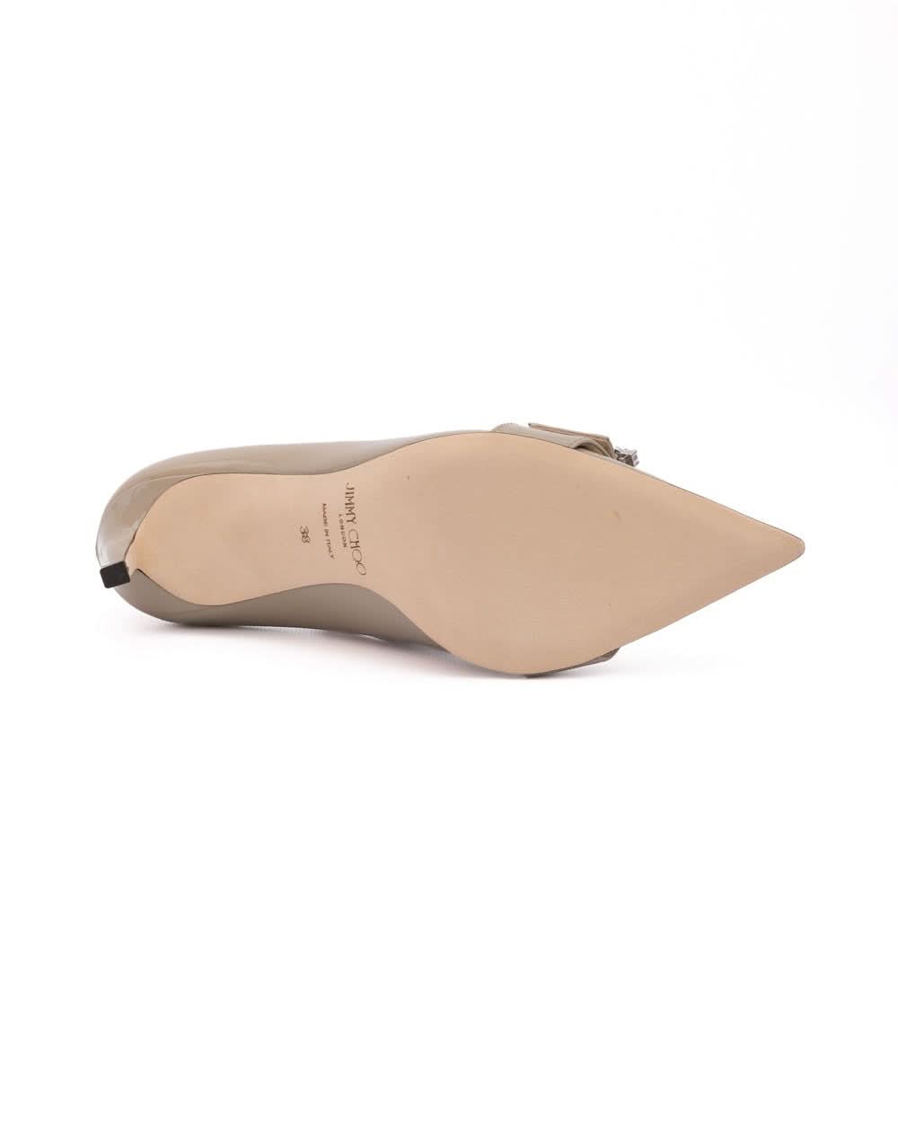Jimmy Choo Grey Leather Taupe Patent Chery 85 Pumps Glam Steals