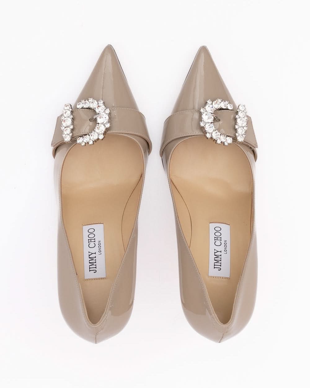 Jimmy Choo Grey Leather Taupe Patent Chery 85 Pumps Glam Steals