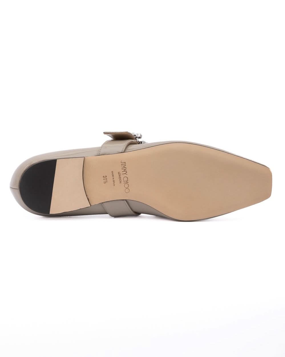Jimmy Choo Grey Leather Taupe Patent Chery Ballet Flat Glam Steals
