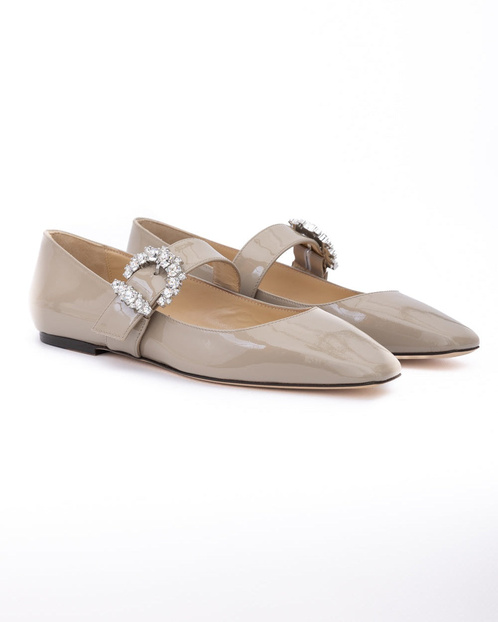 Jimmy Choo Grey Leather Taupe Patent Chery Ballet Flat Glam Steals