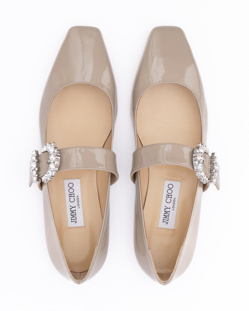 Jimmy Choo Grey Leather Taupe Patent Chery Ballet Flat Glam Steals