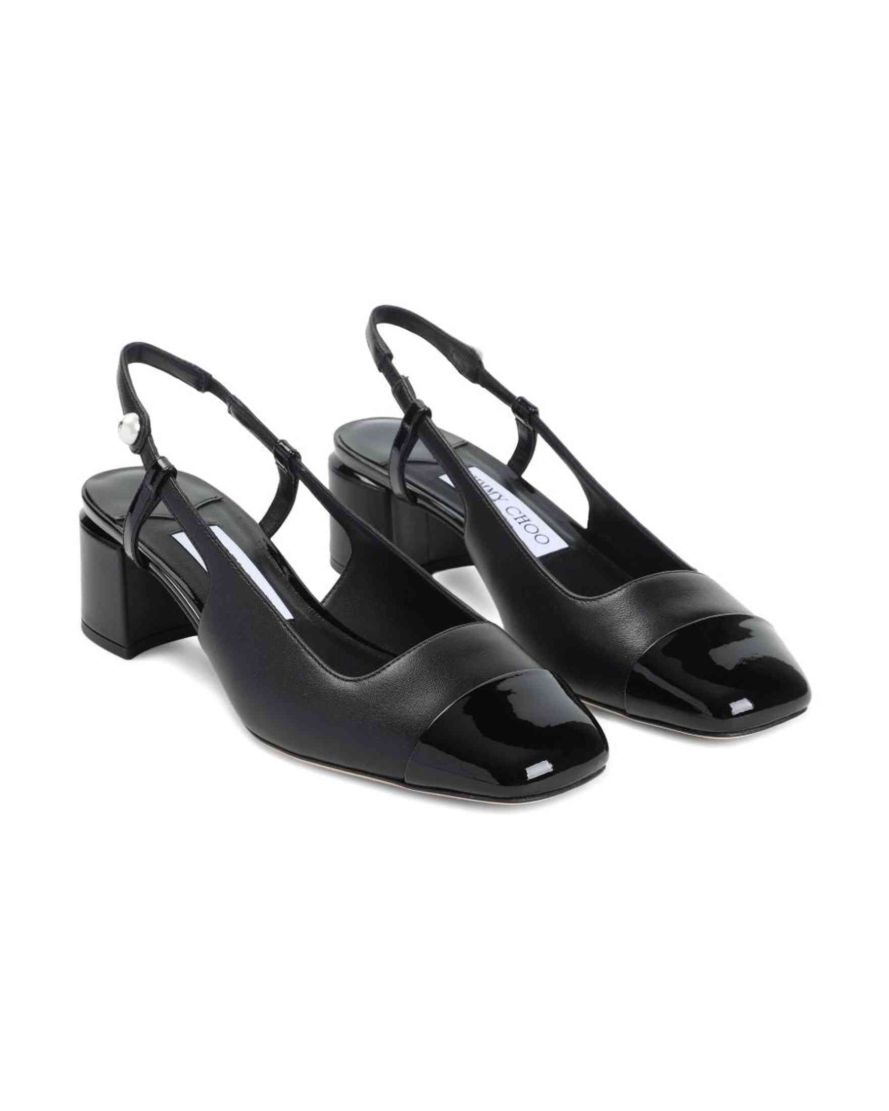 Jimmy Choo Leather Elisa Sling Back 45 Patent and Nappa Pumps Glam Steals
