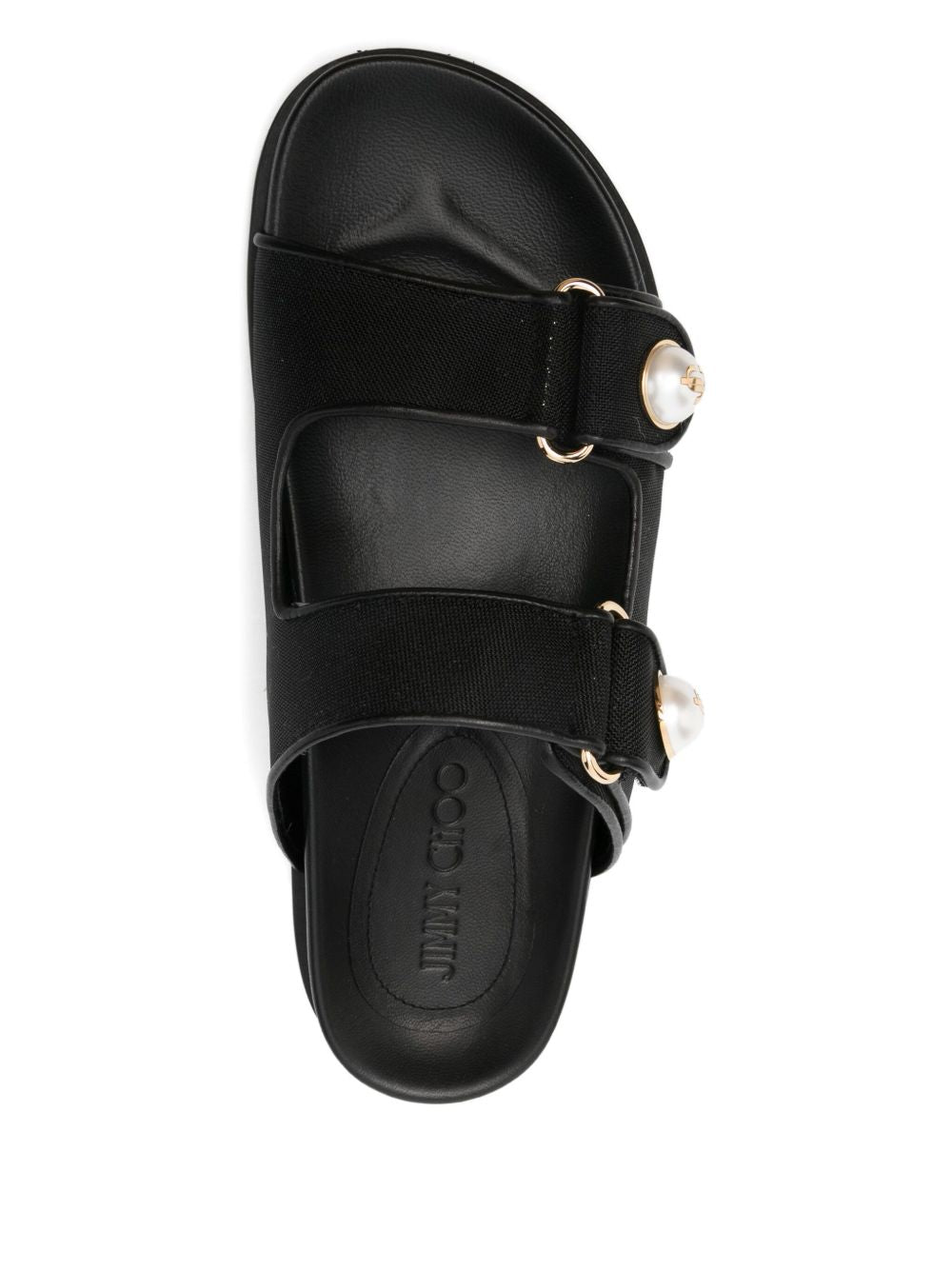 Jimmy Choo Leather Fayence Sandals Low with Pearls Glam Steals