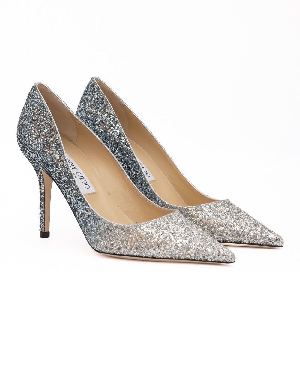 Jimmy Choo Silver Coarse Glitter Degrade Agnes Pumps Glam Steals