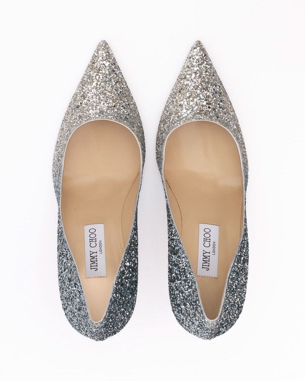 Jimmy Choo Silver Coarse Glitter Degrade Agnes Pumps Glam Steals
