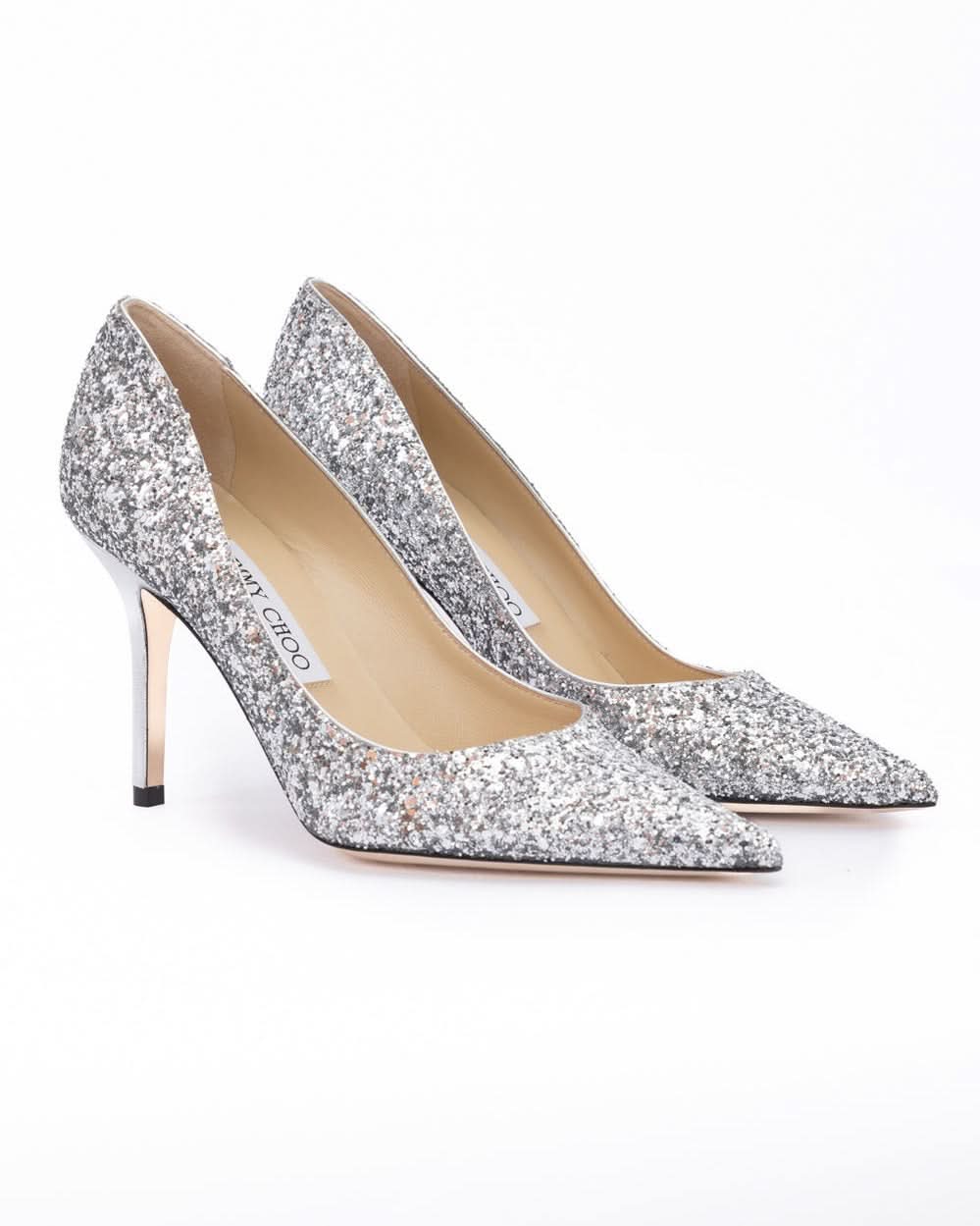 Jimmy Choo Silver Coarse Glitter Fabric Agnes Pumps Glam Steals