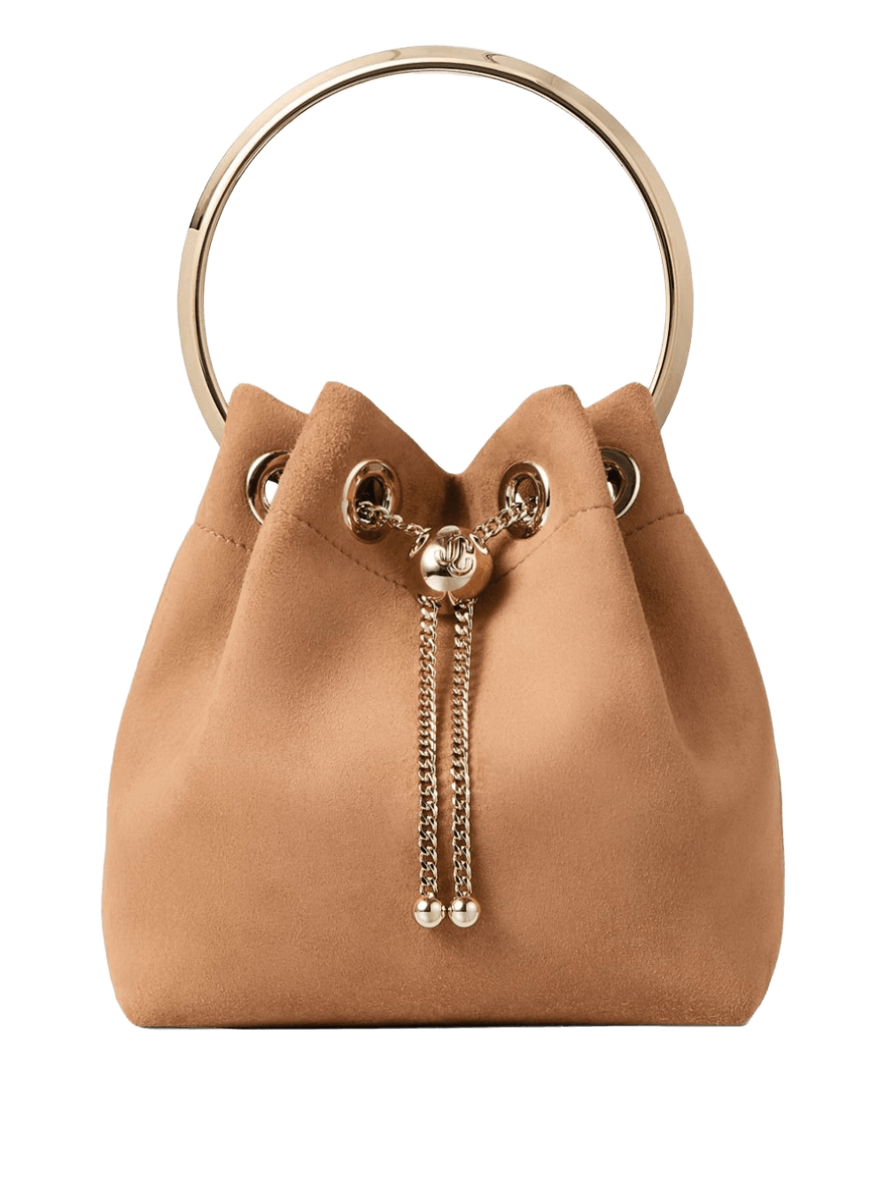 Jimmy Choo Suede Toffee Bag with Pearl Closure Glam Steals