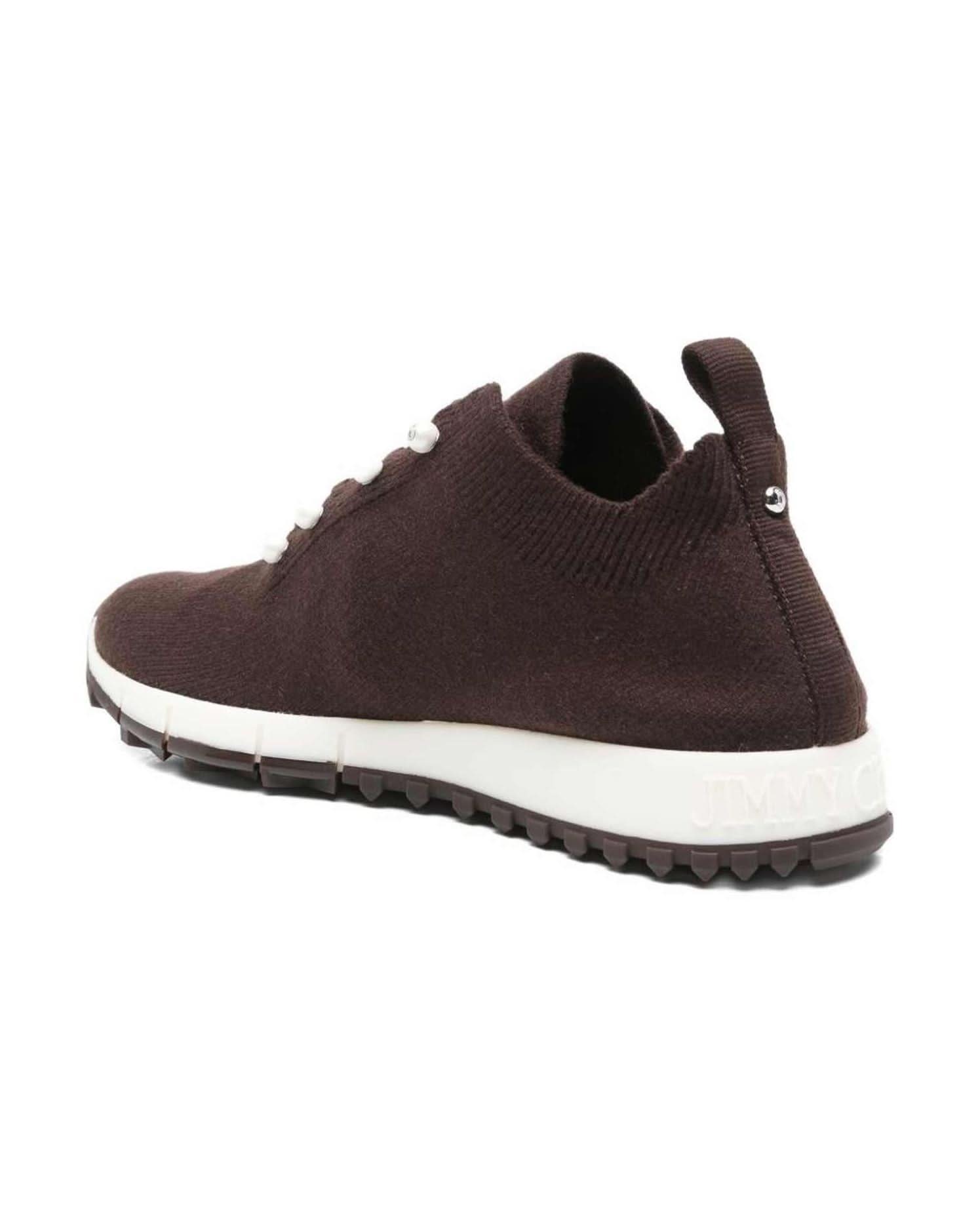 Jimmy Choo Pearl Button Veles Cashmere Mélange Knit Trainers Sneakers