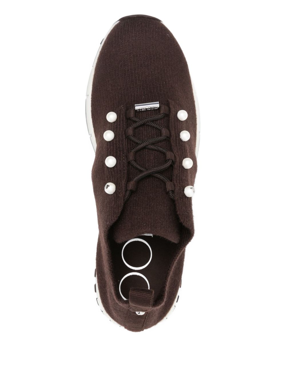 Jimmy Choo Veles Cashmere Melange Knit Trainers with Pearl Buttons Glam Steals
