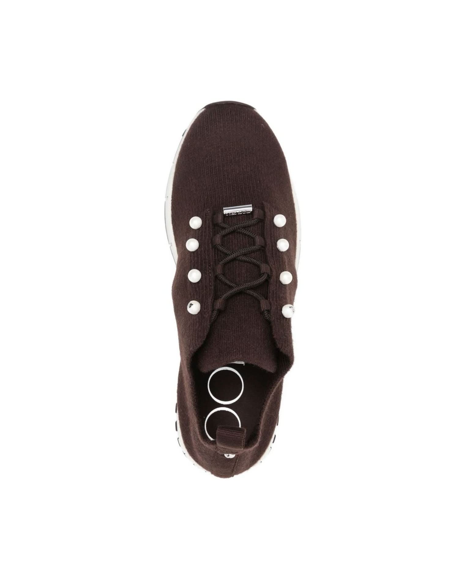 Jimmy Choo Pearl Button Veles Cashmere Mélange Knit Trainers Sneakers