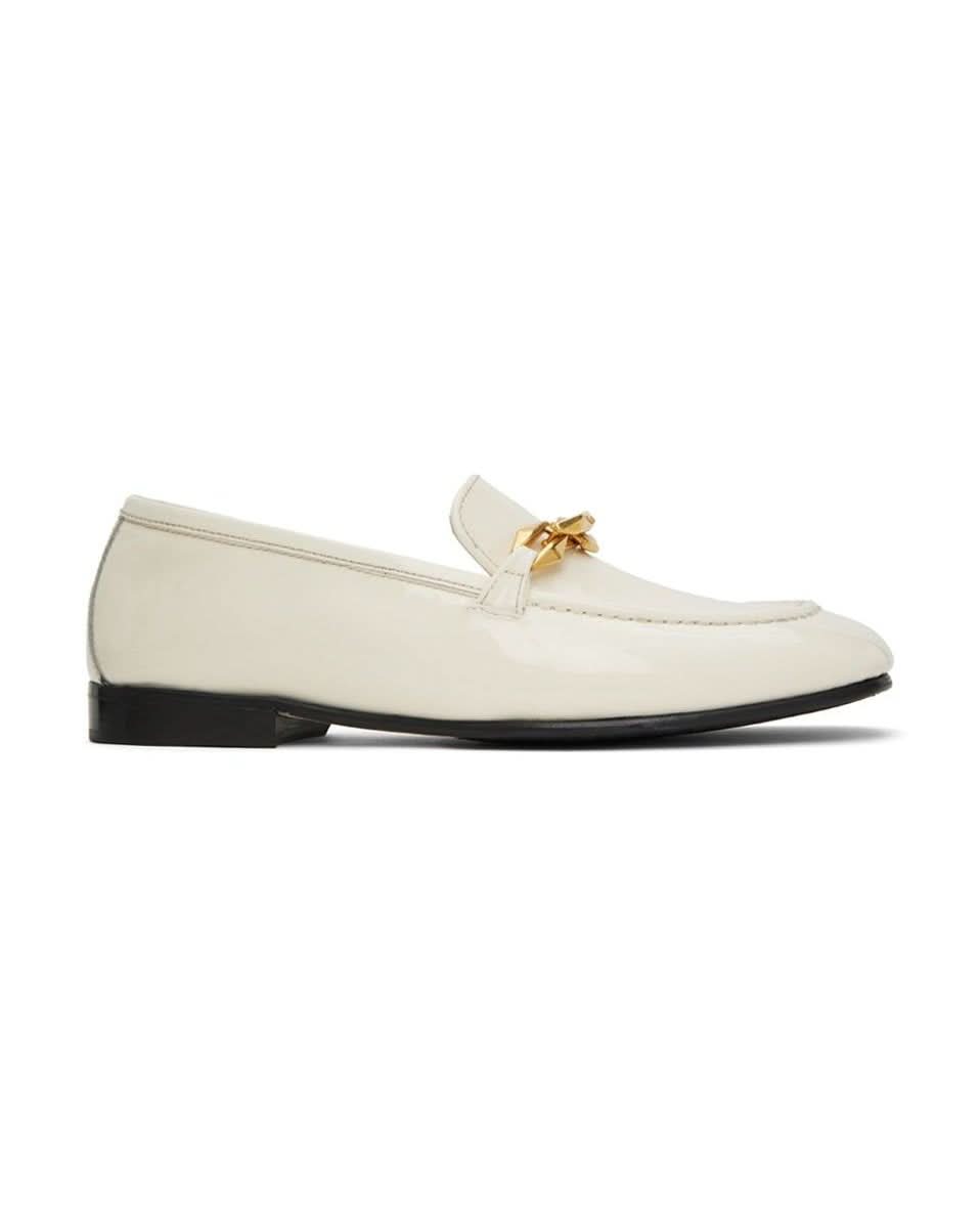 Jimmy Choo White Calfskin Slip On Loafers