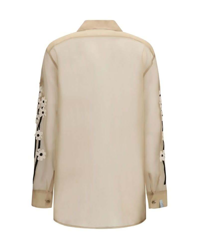 Khaite Beige Silk Pattern Shirt Glam Steals