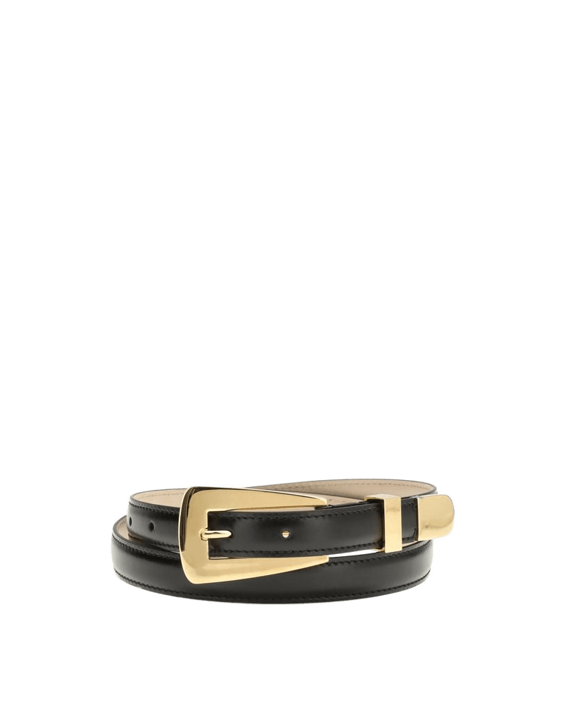 Khaite Black Calf Leather Bos Taurus Regular Belt Glam Steals