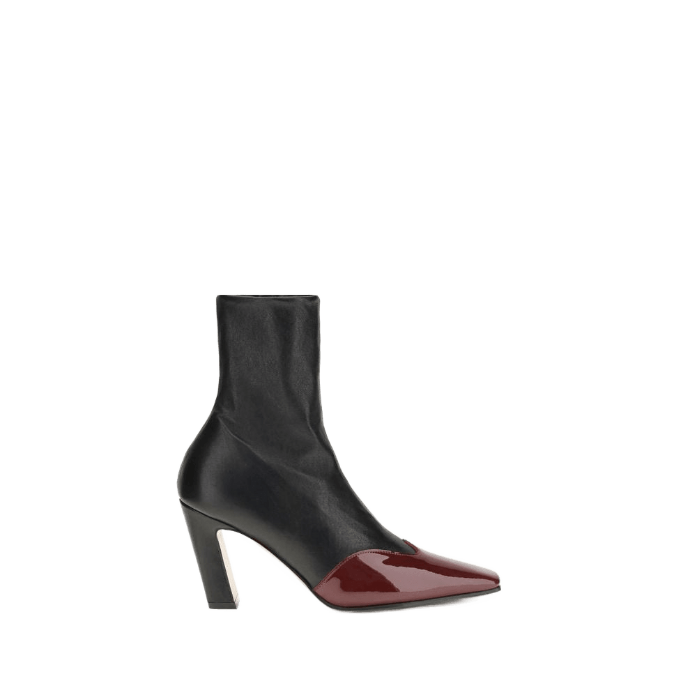 Khaite Black Leather Ankle Boots