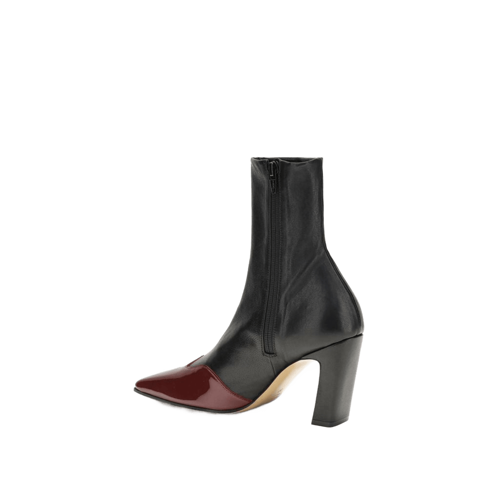 Khaite Black Leather Ankle Boots