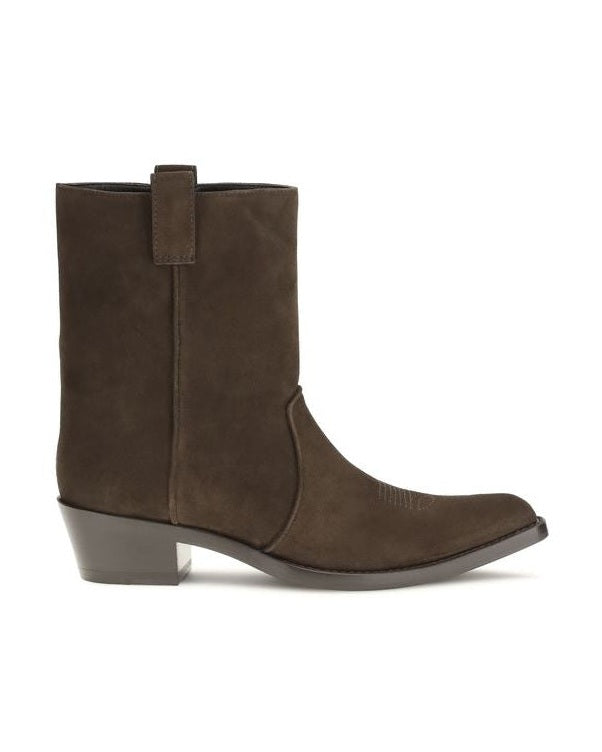 Khaite Brown Leather Calf Bos Taurus Ankle Boots Glam Steals