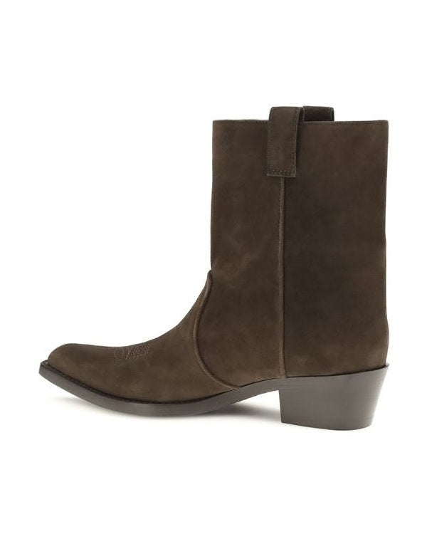 Khaite Brown Leather Calf Bos Taurus Ankle Boots Glam Steals