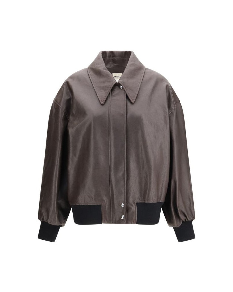 Khaite Brown Leather Jacket Glam Steals