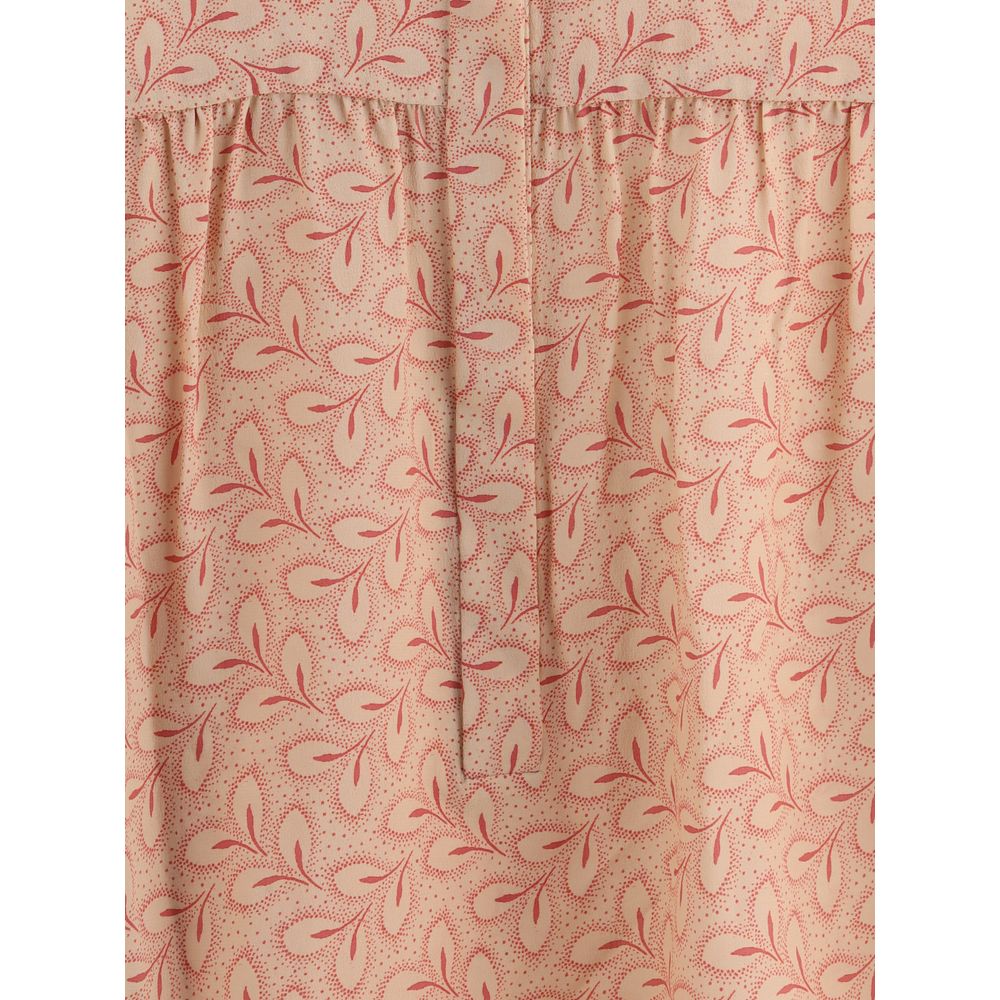Kristina Ti Blouse with Foliage Print and Refined Stand Up Collar Glam Steals