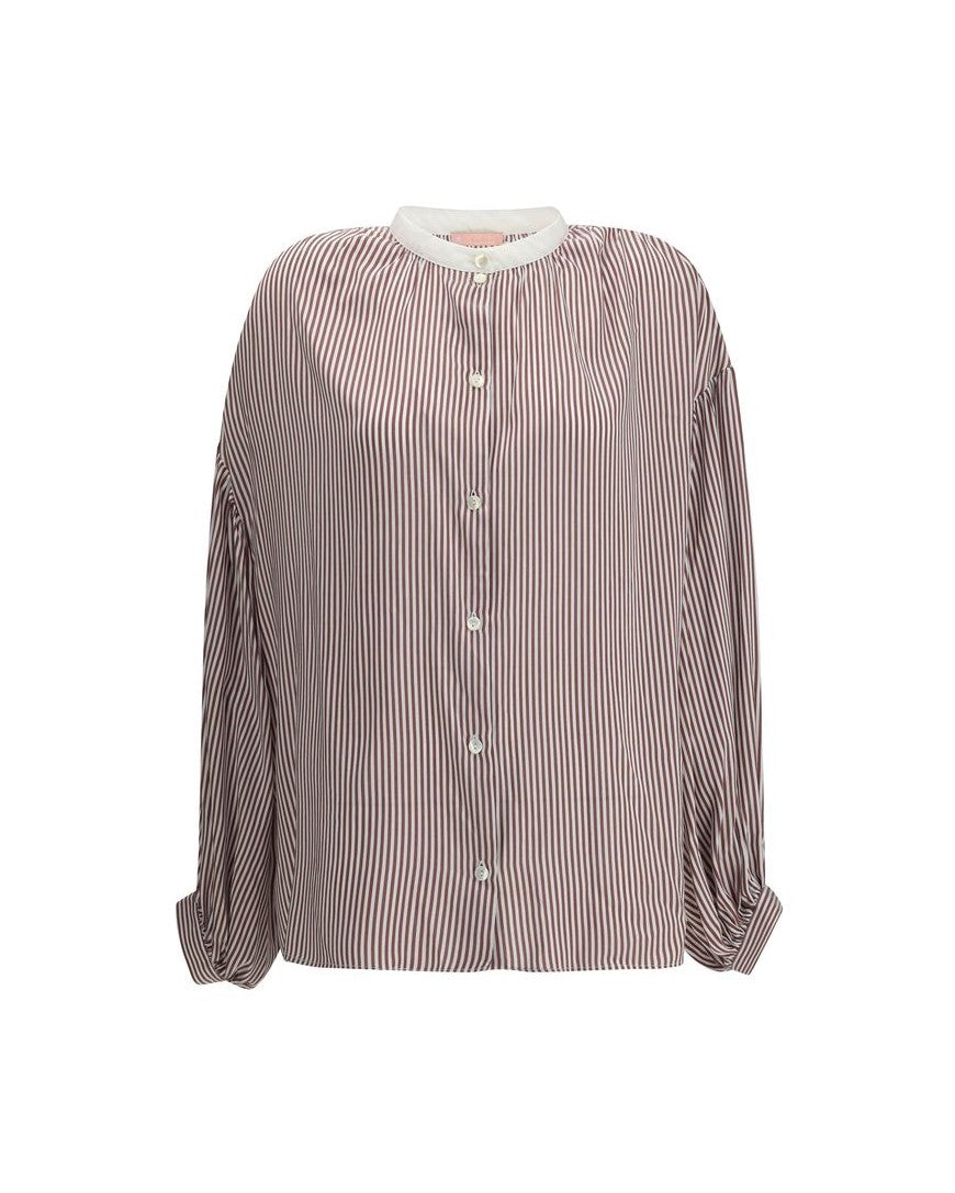 Kristina Ti Bordeaux Viscose Pattern Shirt Glam Steals