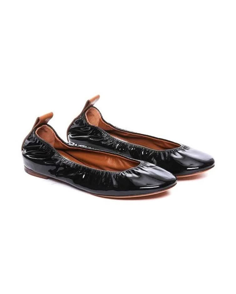 Lanvin Black Calfskin Ballet Flats Flats